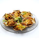Zamburiñas gratinadas con mahonesa de kimchi